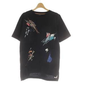 Tシャツ L 黒 ブラック 抽象柄 半袖 ラウンドネック /AU