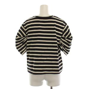 IENA 25AW ボリュームスリーブTシャツ 黒 ブラック 白 ホワイト ボーダー柄 半袖 /LP