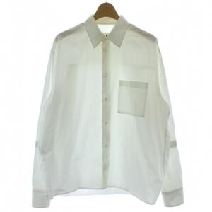 16SS シャツ 46 白 ホワイト 長袖 レギュラーカラー 袖ギャザー パッチポケット M05DL0008