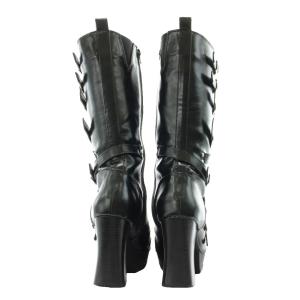 YOSUKE ベルテッドブーツ ロングブーツ ヒール 24.0cm 黒 ブラック 2600683 /AN84