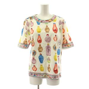 FASHION カットソー Tシャツ 半袖 香水柄 プリント L 白 ホワイト マルチカラー 0399188