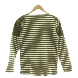 Nigel Cabourn Tシャツ M 白 ホワイト カーキ ボーダー柄 長袖 /DU