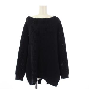 Lily Linen アゼ プルオーバー ニット セーター 長袖 シルク リネン混 紺 ネイビー 22080500404010