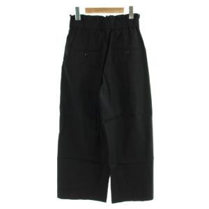 JOURNAL STANDARD 23SS ウォッシャブルコットンリネンVISワイドパンツ 36 黒 ブラック シャーリングウエスト ワイドシルエット