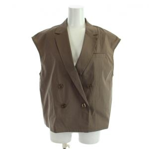 25AW TAILOR COLLAR BL シャツ ブラウス F 茶 ブラウン 袖なし テーラードカラー