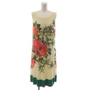 ノースリーブワンピース ひざ丈 2 ベージュ 花柄 015-142468 /RR