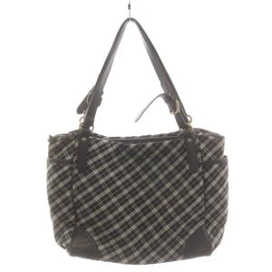 BURBERRY BLUE LABEL トートバッグ ハンドバッグ ショルダーバッグ チェック柄 キャンバス レザー 黒 ブラック /AN3