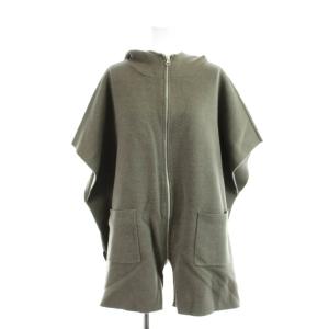 22AW フーディ ポンチョ ジャケット 上着 F グレー フルジップ パッチポケット ケープスリーブ