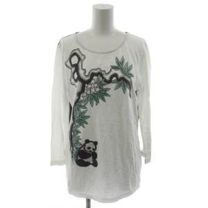 タグ付き カットソー Tシャツ 長袖 2 白 ホワイト 黒 ブラック 長袖 パンダ柄 スパンコール 016-160420