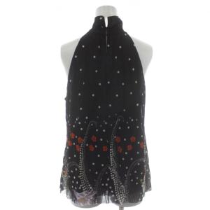 VIVIENNE TAM シャツ ブラウス ノースリーブ 1 黒 ブラック ドット柄 花柄 総柄 015-111338 /RR