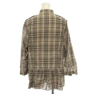 BURBERRY LONDON シャツ ブラウス バンドカラー 44 グレー グレージュ チェック 長袖 FE734-005-73 /YM