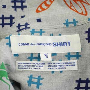 COMME des GARCONS SHIRT シャツ 長袖 ジップアップ 切替 ロゴ M グレー 水色 ライトブルー /AN41