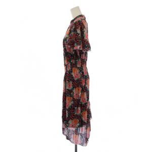 VIVIENNE TAM ワンピース ひざ丈 半袖 スタンドカラー ドット柄 花柄 フリル袖 変形 40 マルチカラー /BM