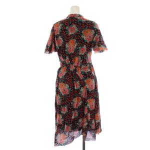 VIVIENNE TAM ワンピース ひざ丈 半袖 スタンドカラー ドット柄 花柄 フリル袖 変形 40 マルチカラー /BM