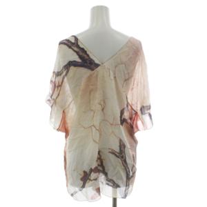 VIVIENNE TAM シャツ ブラウス 半袖 絹 シルク 1 赤 レッド Vネック 総柄 015-110104 /RR