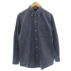 デニムシャツ ボタンダウン ダンガリーシャツ 長袖 40 青 ブルー /G