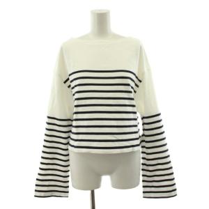 24SS Cropped Stripe カットソー 長袖 ボーダー 紺 ネイビー 白 ホワイト 24070500821010