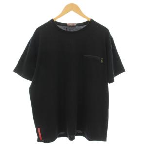 Tシャツ ポケット 半袖 鹿の子 カットソー XXL 黒 ブラック /G