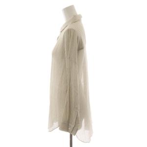 theory luxe 17SS MOHAVE YORA シャツ ブラウス 長袖 ストライプ柄 絹混 シルク混 38 ベージュ