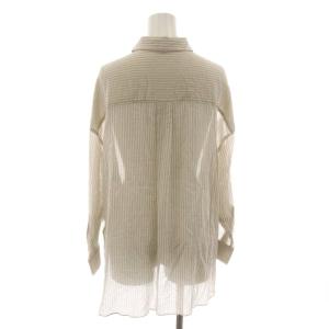 theory luxe 17SS MOHAVE YORA シャツ ブラウス 長袖 ストライプ柄 絹混 シルク混 38 ベージュ