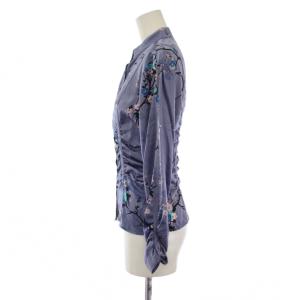 ARMANI COLLEZIONI シャツ ブラウス 長袖 花柄 サテン シルク 38 紫 /BM