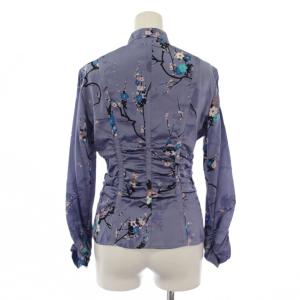 ARMANI COLLEZIONI シャツ ブラウス 長袖 花柄 サテン シルク 38 紫 /BM