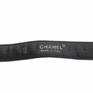 CHANEL ベルト チェーン レザー 65/26 ゴールドカラー ブラック