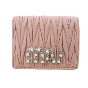 財布 二つ折り ハート柄 レザー ピンク（2022/07/07買取） - miumiu