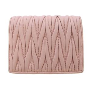 miumiu マテラッセ ビジュー 財布 二つ折り レザー ピンク 51213 /BM OH