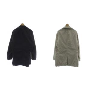 LARDINI スプリングコート 48 ベージュ 紺 ネイビー 無地 長袖 リバーシブル 襟付き J5.URBINO /GG
