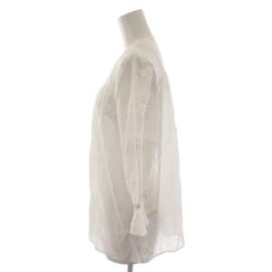 SLOBE IENA 25AW コットンレーヨンレースブラウス シャツ 白 ホワイト Vネック 七分袖 フリル 25051912505030