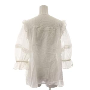 SLOBE IENA 25AW コットンレーヨンレースブラウス シャツ 白 ホワイト Vネック 七分袖 フリル 25051912505030