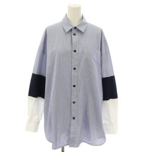 25AW ニットコンビシャツ KNIT COMBI SHIRT ブラウス 長袖 ストライプ柄 切替 38