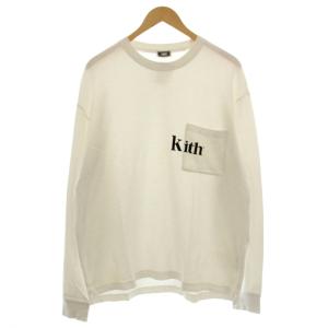 ポケット ロンT 長袖 ロゴ Tシャツ カットソー L 白 ホワイト 21-071-060-0000 /G