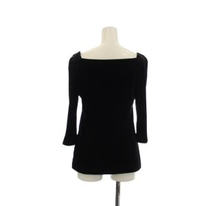 VELOUR NOIR by FOXEY NEW YORK ニット セーター 38 黒 ブラック 七分袖 スクエアネック リボン装飾 29778 /KG