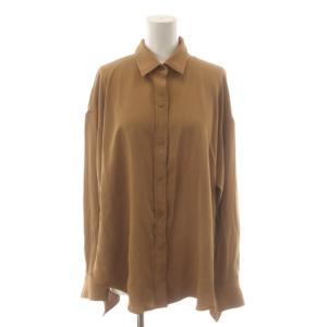 24AW シーズンカラープレーンシャツ ブラウス 茶 ブラウン 長袖 無地 /RR