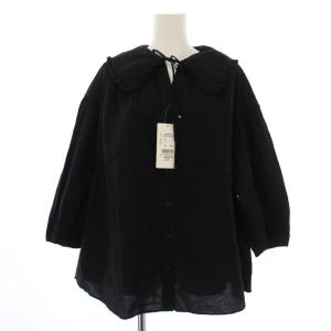 25SS COTTON FRILLED BLOUSE FO ブラック 25MMSBL13
