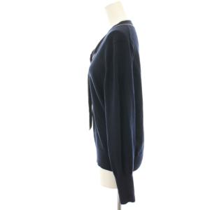 23区 25AW ウーステッドウール ボウタイニット カットソー 長袖 38 紺 ネイビー KRWOGW0455