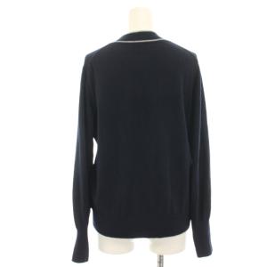 23区 25AW ウーステッドウール ボウタイニット カットソー 長袖 38 紺 ネイビー KRWOGW0455