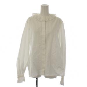 23SS シャツ ブラウス 34 白 ホワイト 長袖 LACE COLLAR BLOUSE 23SMSBL06
