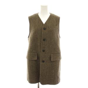 23AW ヘリンボーンジレ HERRINGBONE GILET ベスト 前開き 36 茶 ブラウン 23AMSJK02