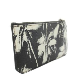 SAINT LAURENT PARIS カードポケット付コインケース 財布 小銭入れ カードケース レザー パームツリー柄 ヤシの木柄 黒 ブラック