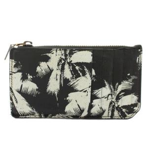 SAINT LAURENT PARIS カードポケット付コインケース 財布 小銭入れ カードケース レザー パームツリー柄 ヤシの木柄 黒 ブラック