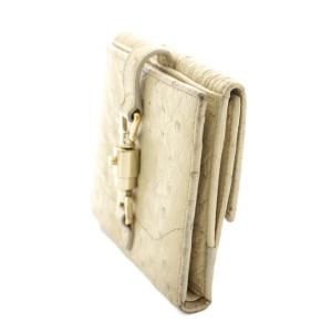 GUCCI ジャッキー 二つ折り 財布 ウォレット オーストリッチレザー 小銭入れあり ベージュ 141435 /KU