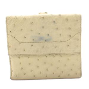 GUCCI ジャッキー 二つ折り 財布 ウォレット オーストリッチレザー 小銭入れあり ベージュ 141435 /KU