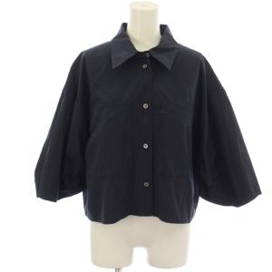 FABRICA クロップドシャツ ブラウス 16e 紺 ネイビー 半袖 レギュラーカラー 23050900923030