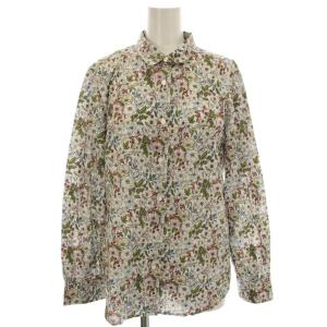 ボタニカル柄シャツ 花柄 シャツ ブラウス 長袖 11 白 ホワイト 0202992 /G