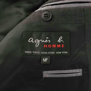 Agnes b. homme ジャケット 上着 ウール 48 黒 無地 長袖 2つボタン /RK