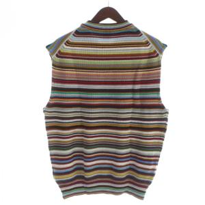 PAUL SMITH ニットベスト ウール M マルチカラー ボーダー柄 ノースリーブ クルーネック /AP