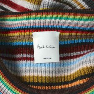 PAUL SMITH ニットベスト ウール M マルチカラー ボーダー柄 ノースリーブ クルーネック /AP